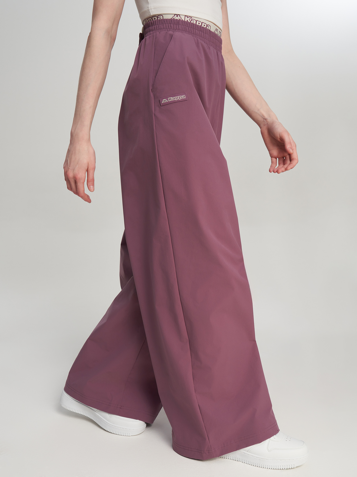 Изображение товара Женские брюки оверсайз Kappa Lungo баклажановые спортивные летние