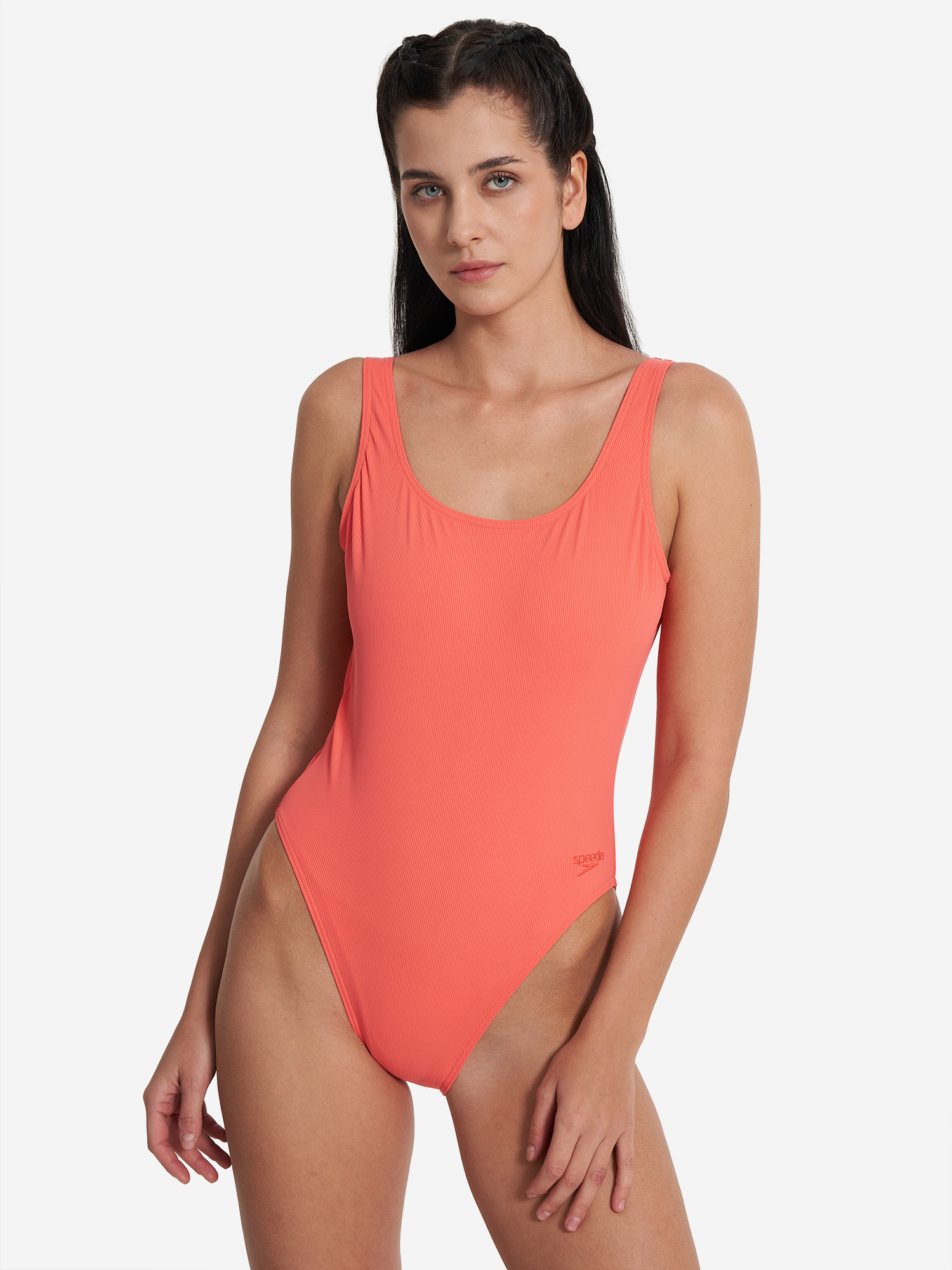 фото Купальник слитный женский speedo textd belted deep, оранжевый