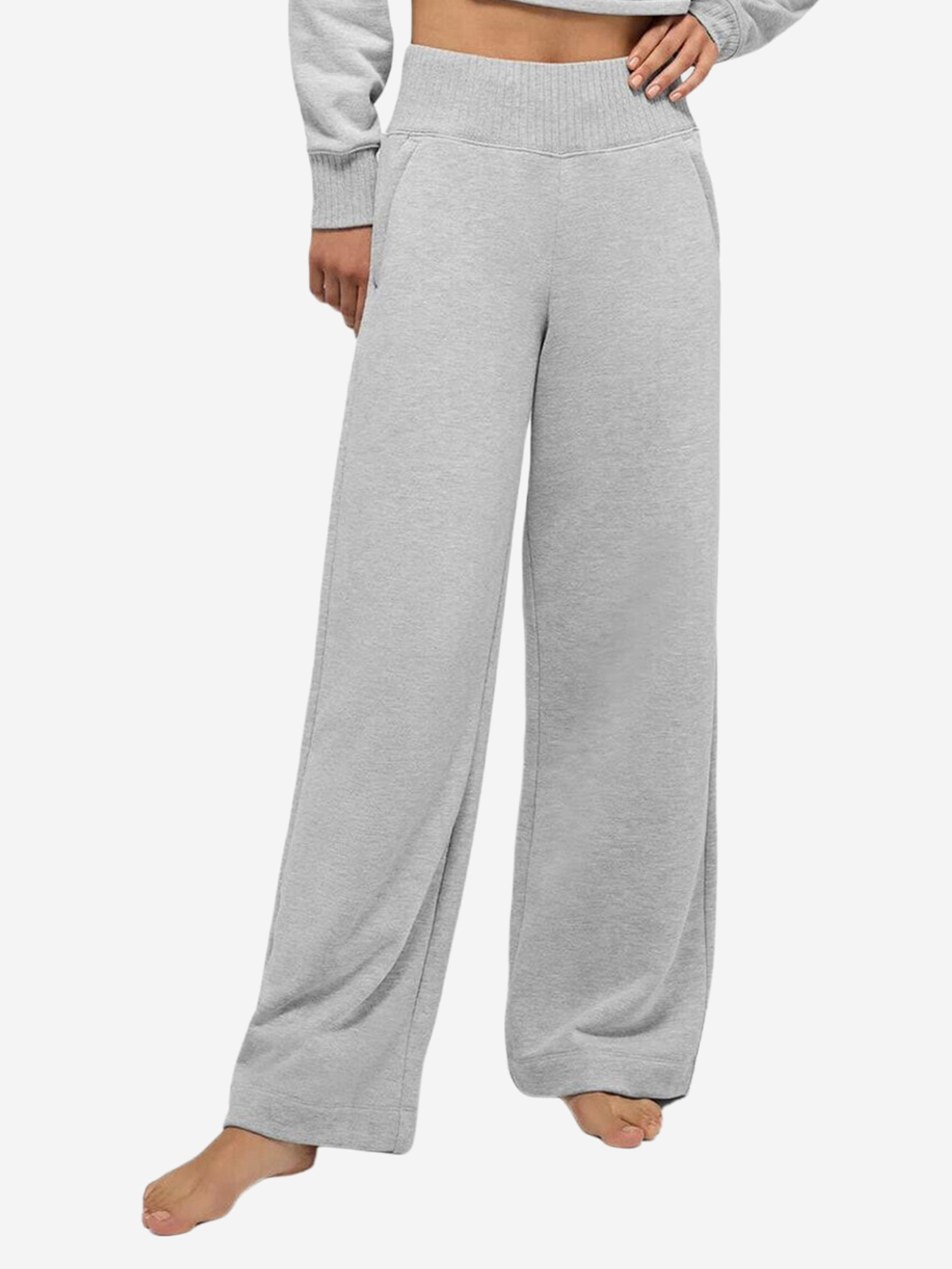 Изображение товара Женские спортивные брюки alo yoga серые повседневные лето