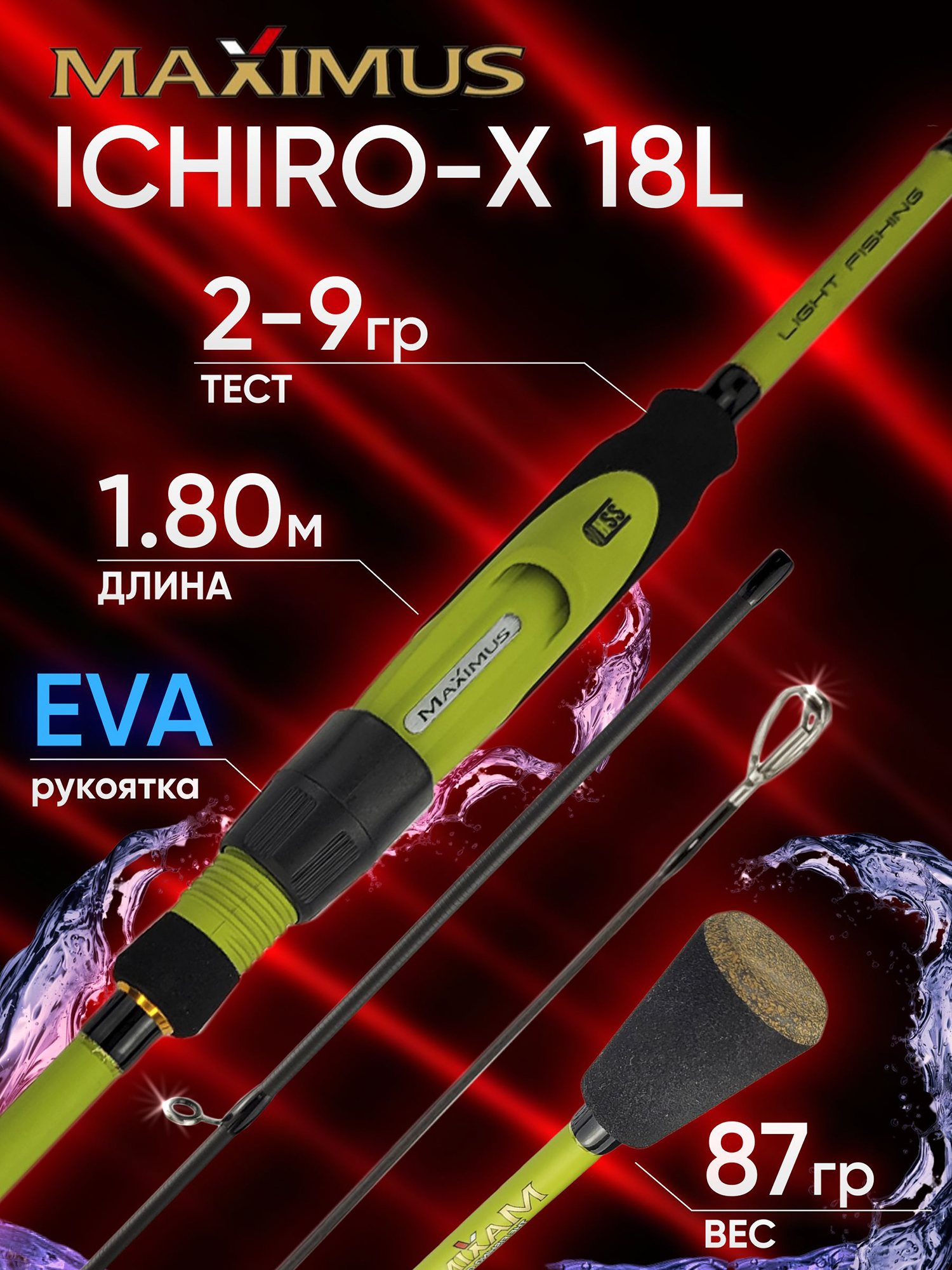 Изображение товара Спиннинг Maximus ICHIRO-X 18UL Ультралайтовый 1.8м 1-7гр