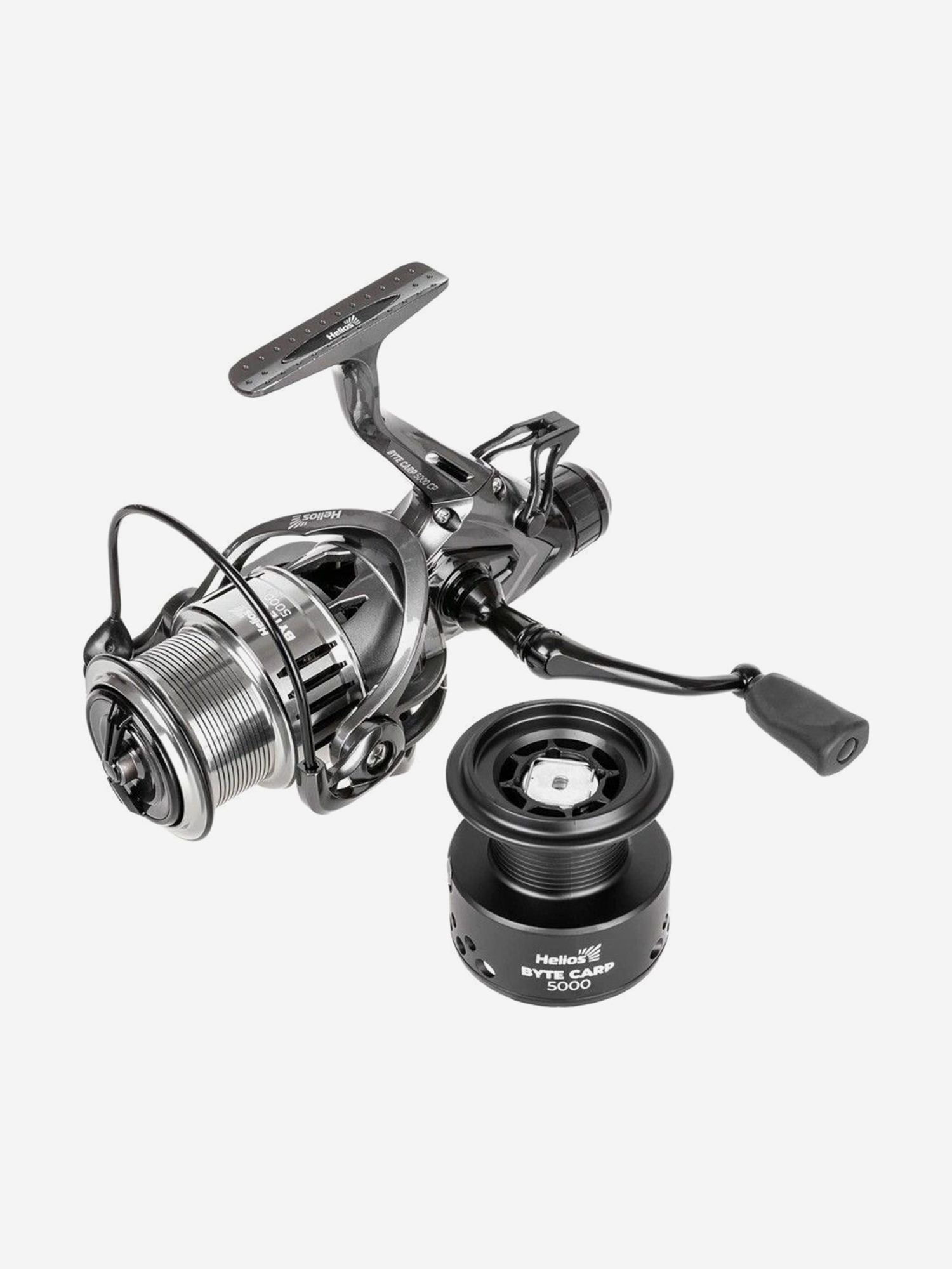 

Катушка безынерционная Helios Byte carp  CP 4+1 подшипник + запасная шпуля, Серый