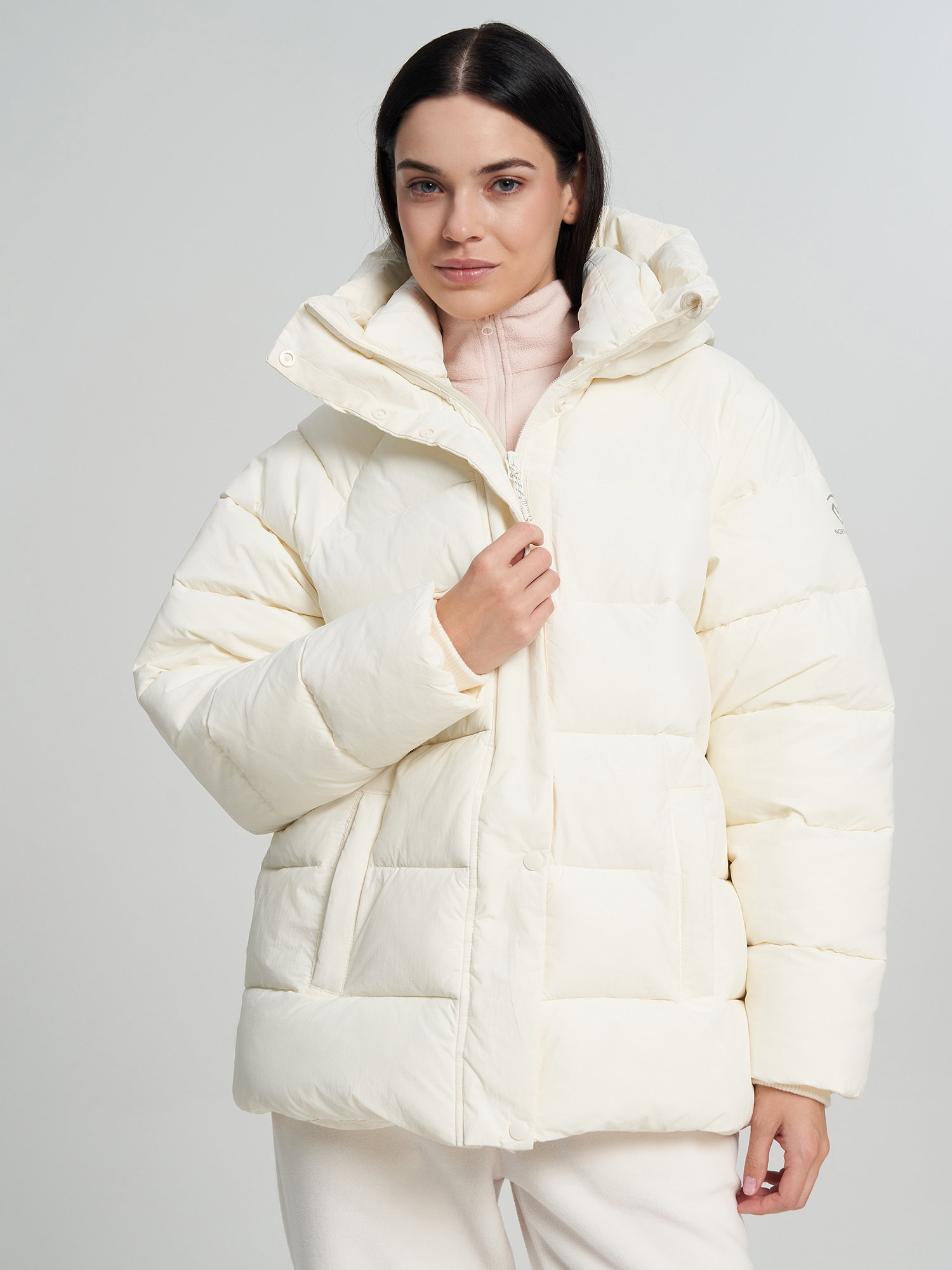Изображение товара Пуховик со светоотражателями женский оверсайз Northland, Кремовый Изображение товара Пуховик со светоотражателями женский оверсайз Northland, Кремовый