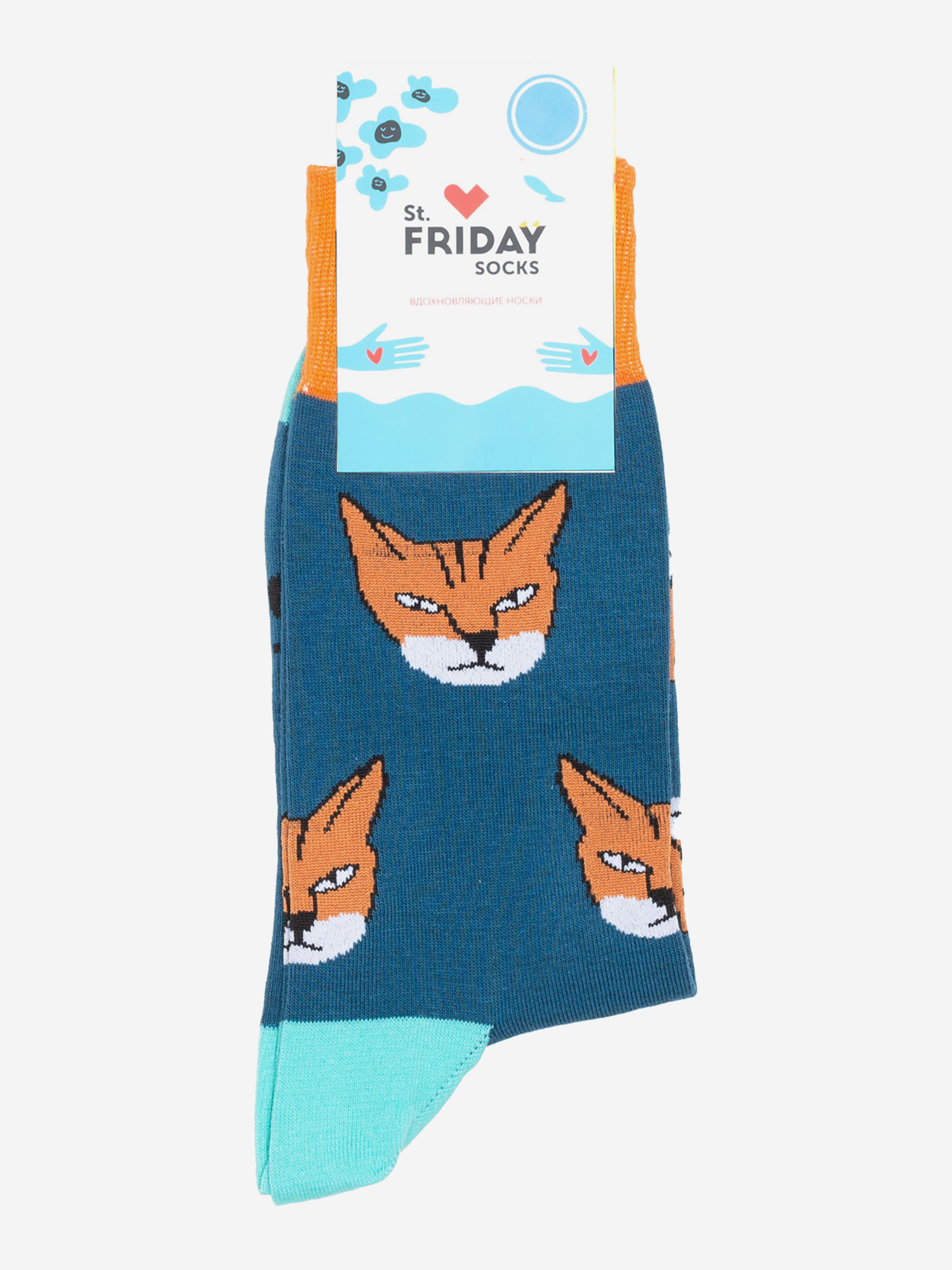 

Носки с рисунками St.Friday Socks - Рыжий кот, Зеленый