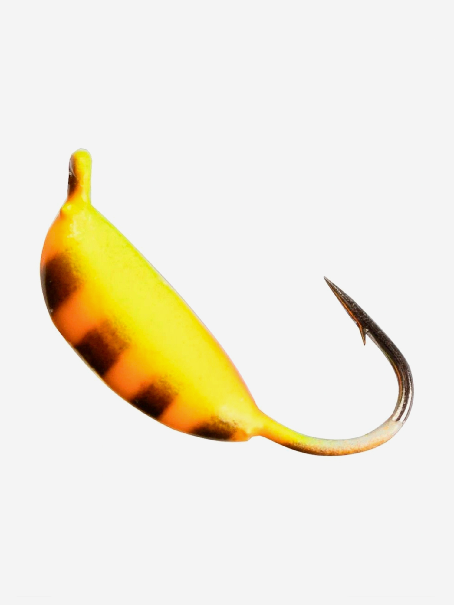 Изображение товара Мормышка Helios вольфрамовая Рижский банан с ушком крашеная 2,5мм 0,40г 19 (MW-2025-19), 10 штук в упаковке, Желтый/оранжевый/черный