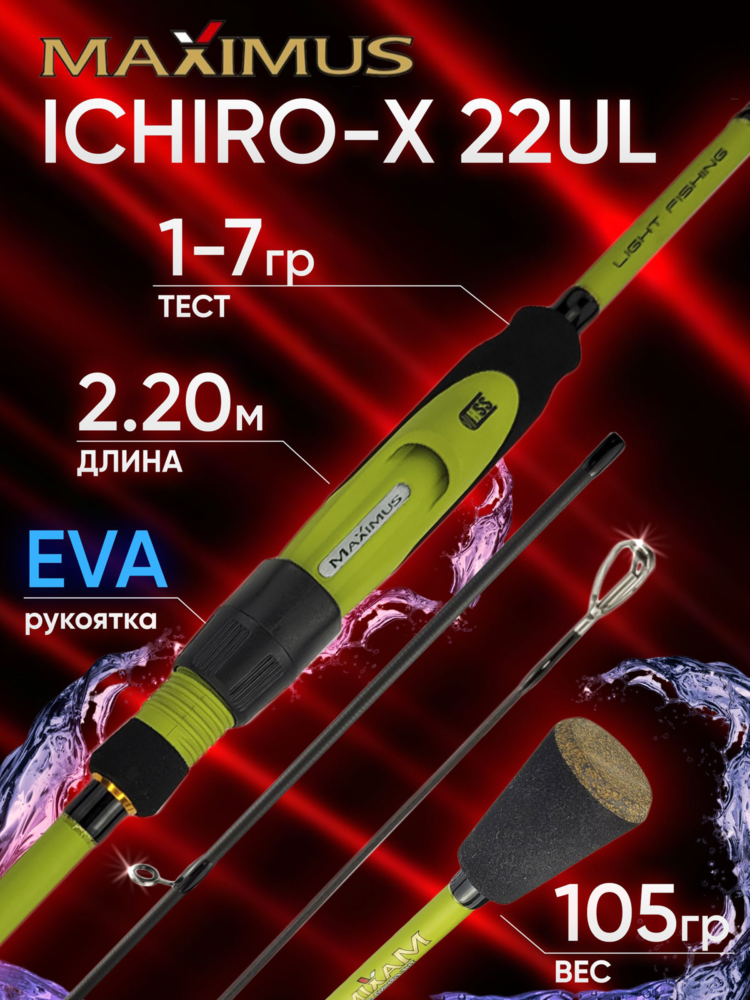 Изображение товара Спиннинг Maximus ICHIRO-X 22UL 2.2м 1-7гр, Мультицвет