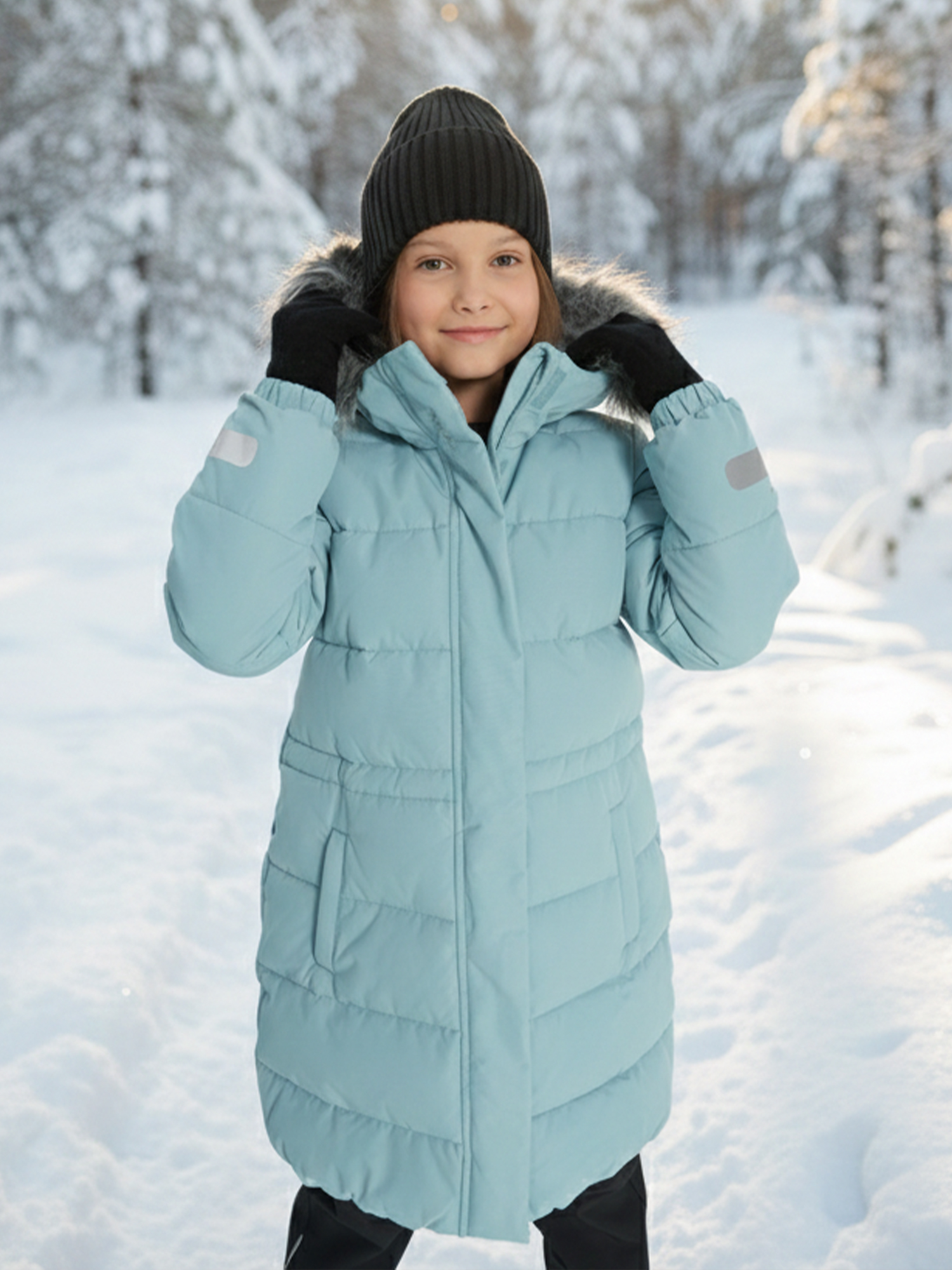 Изображение товара Пальто утепленное для девочек Northland зимнее с мембраной и меховой опушкой