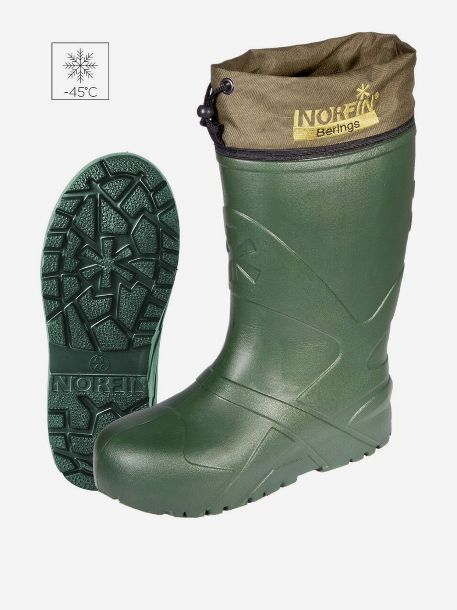 Изображение товара Сапоги зимние мужские Norfin BERINGS с манжетой -45С EVA для рыбалки и охоты, Оливковый