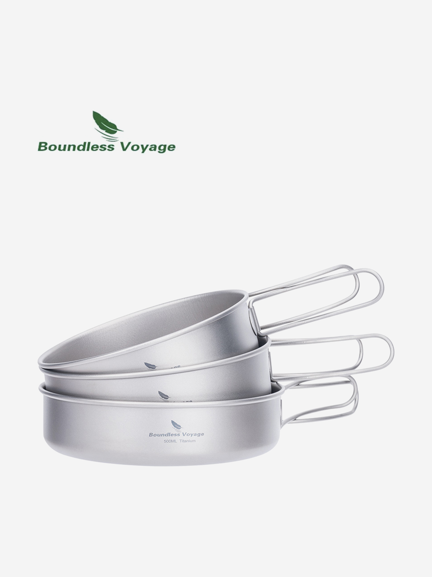 Изображение товара Набор титановых мисок Boundless Voyage 3 шт для туристов кемпинга и путешествий