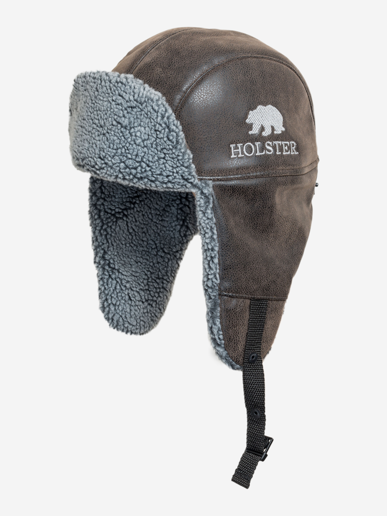 

Шапка ушанка Хольстер мужская зимняя Авиатор искусственная кожа коричневый, Коричневый