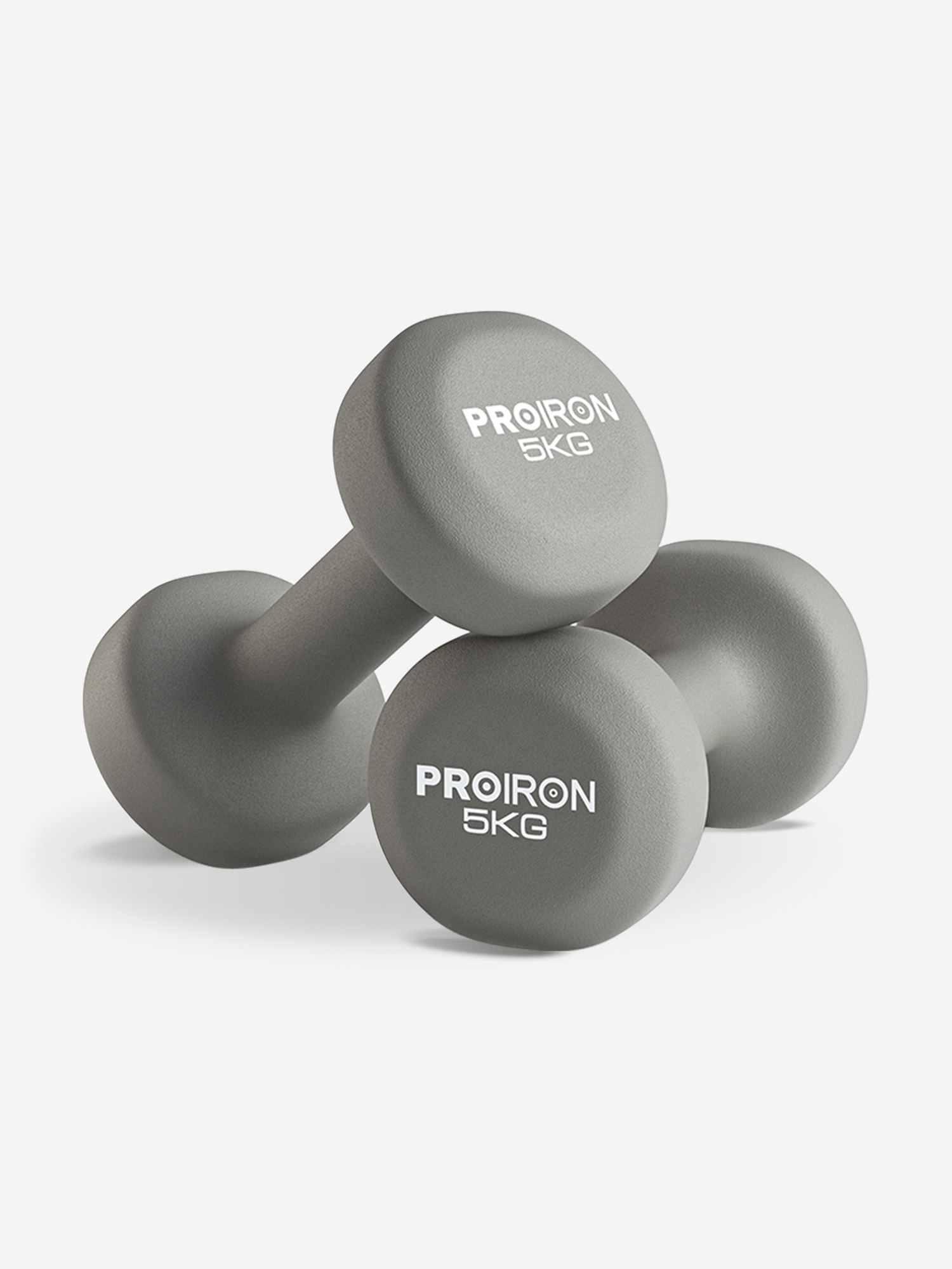 

Гантели PROIRON неопреновые набор 2 шт, 5+5 кг, Серый