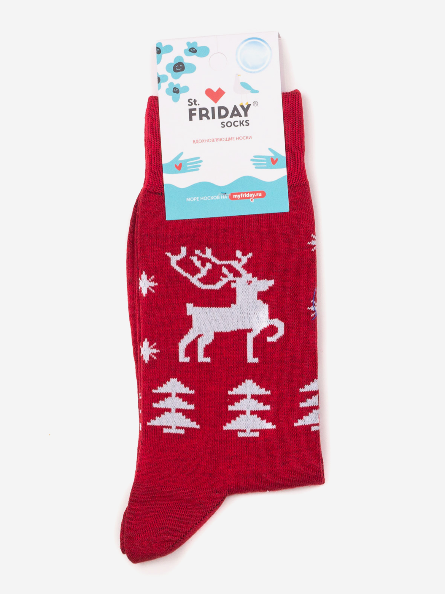 

Новогодние носки St.Friday Socks, Красный олень, Красный