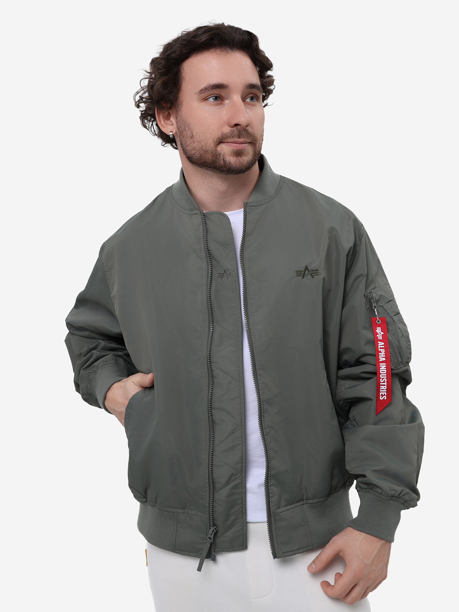 Изображение товара Ветровка мужская Logo L-2B Hunter Relaxed Alpha Industries, Серо-зеленый