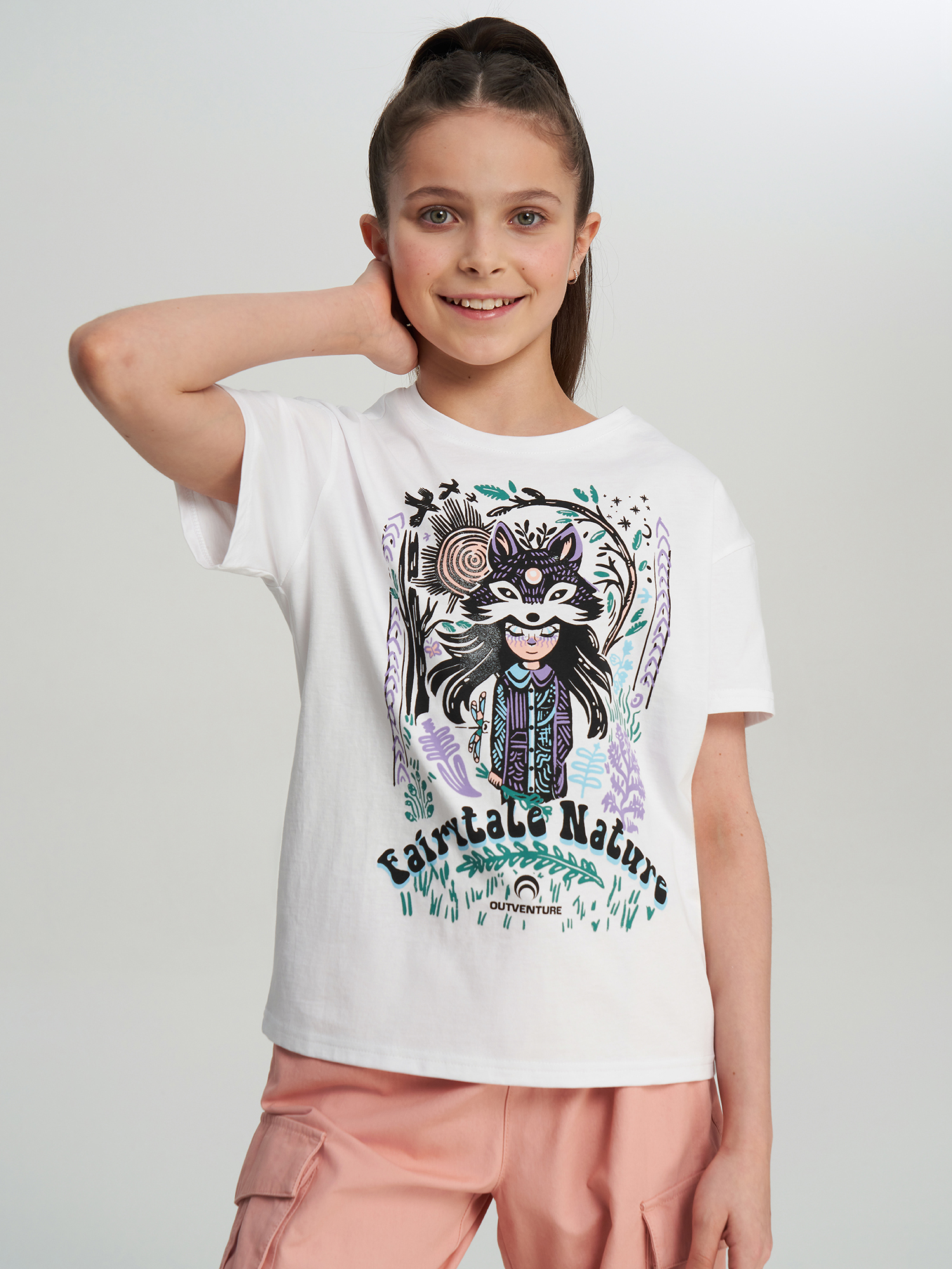 Изображение товара Outventure Футболка для девочек - хлопок, свободный крой, рисунок