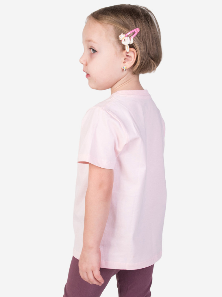 Футболка для девочек Racoongo Синий трактор, розовый