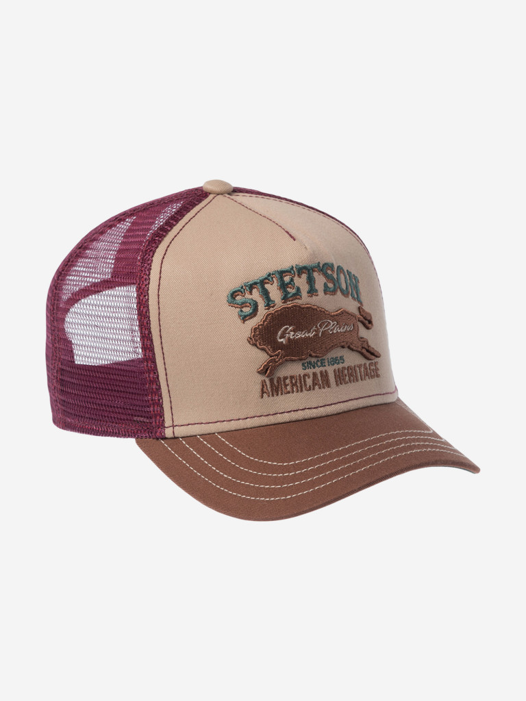 Бейсболка с сеточкой STETSON 7751152K TRUCKER CAP GREAT PLAINS (бежевый)