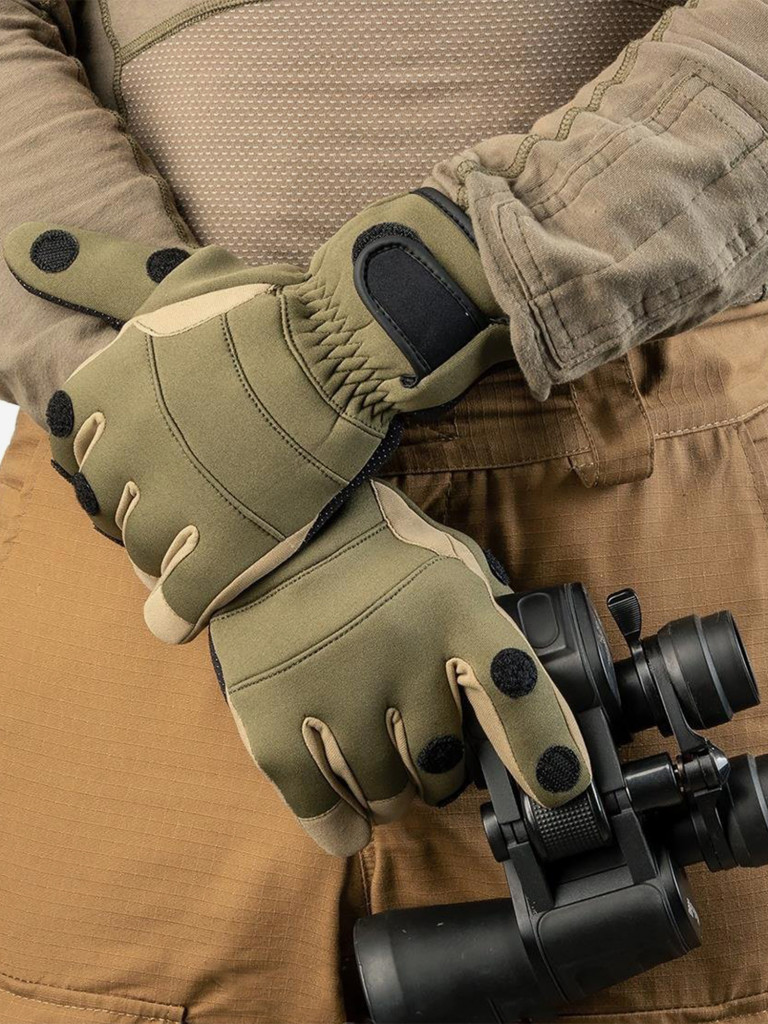 Перчатки для рыбалки и охоты Helios FISHER неопреновые, на липучке