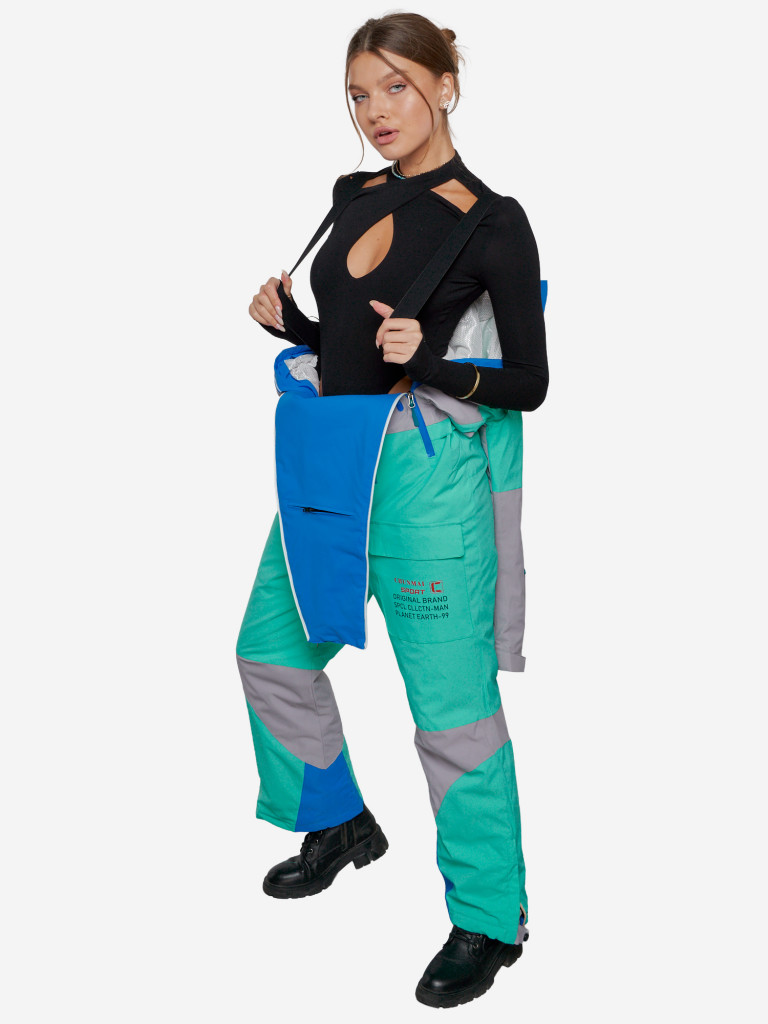 Горнолыжный комбинезон женский зимний бирюзового цвета 2320