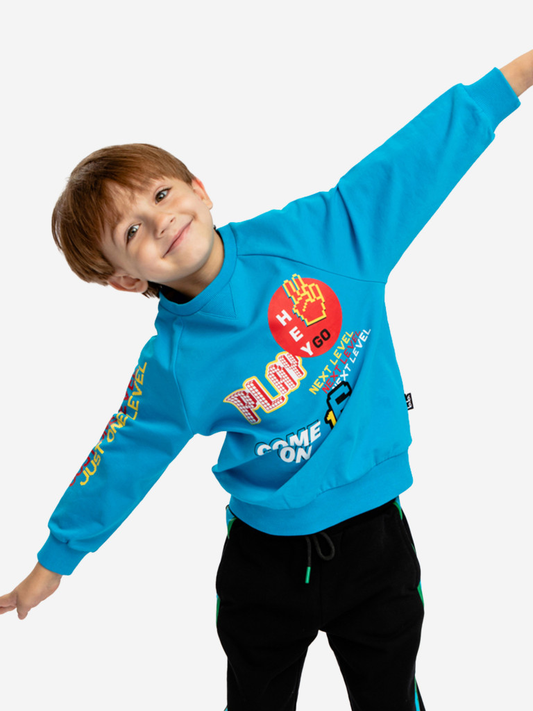 Толстовка с принтом голубая Button Blue