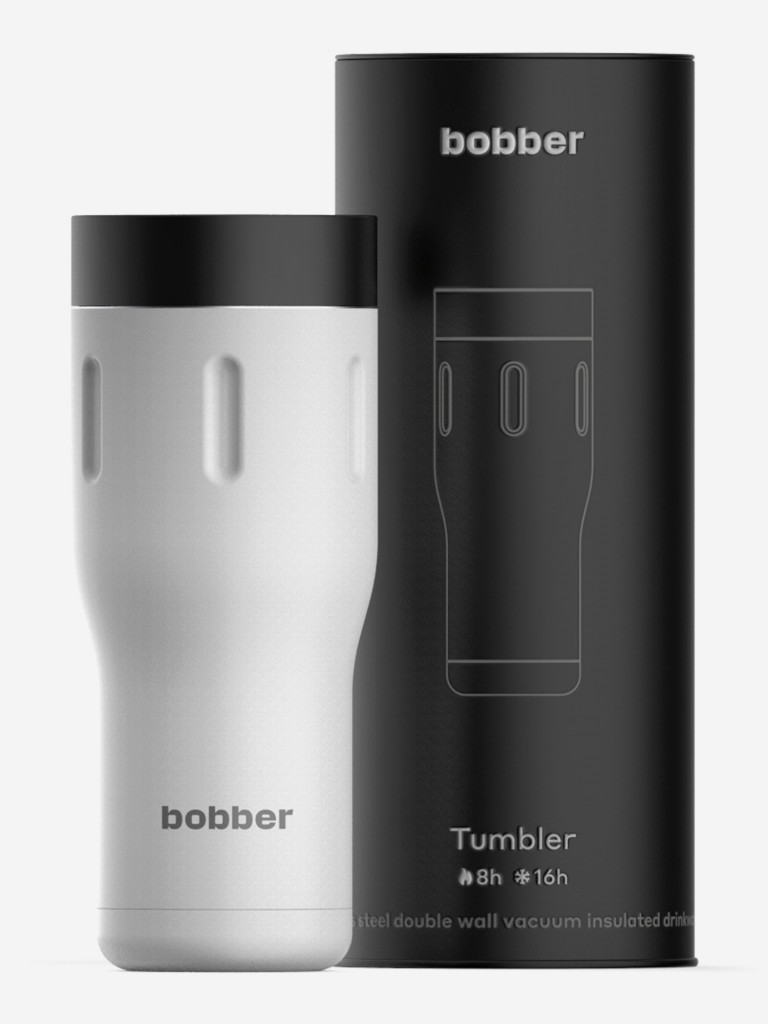 Термокружка вакуумная BOBBER Tumbler 470 мл, крышка 360, тепло до 8 часов, белый