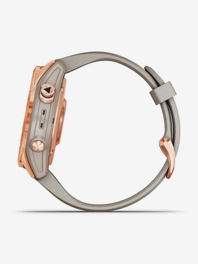 Часы Garmin Fenix 7S Solar с технологией солнечной зарядки, розовое золото с песочным силиконовым ремешком 010-02539-11