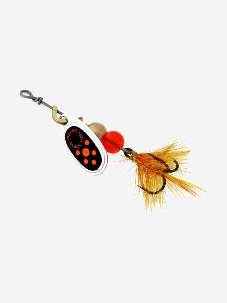 Блесна для рыбалки вертушка Mepps BLACK FURY MOUCHE, 1, SILVER/Orange, 1 штука