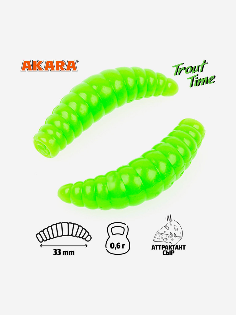Силиконовая приманка Akara Trout Time MAGGOT 1,3 Cheese 452 (24 шт.)