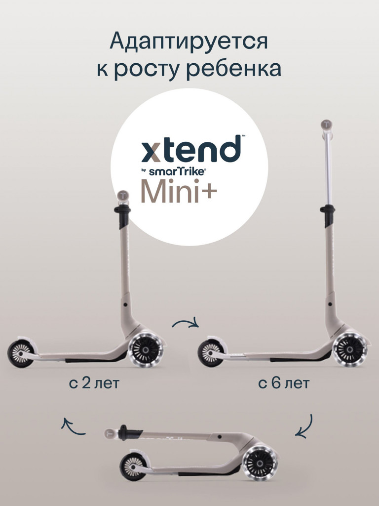 Самокат трехколесный детский SmarTrike Xtend Mini+ , складной, растущий, для детей от 2 до 9 лет