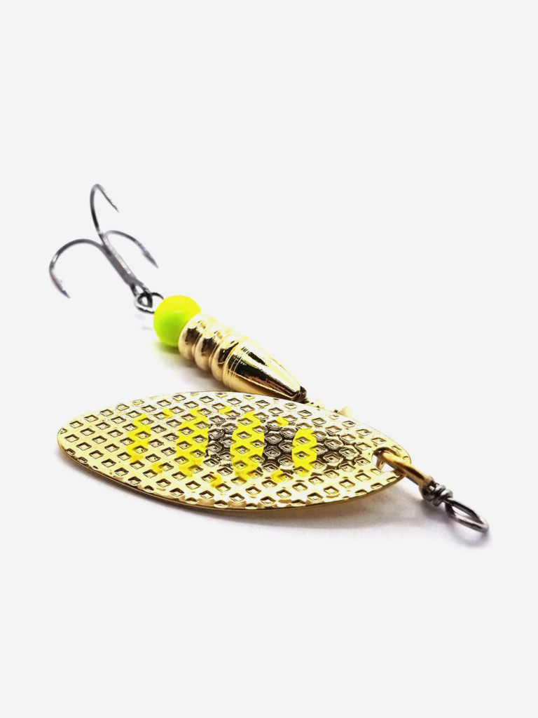 Блесна вращающаяся для рыбалки Mottomo Willow Blade #0 4g Gold 12 для спиннинга. Вертушка на голавля, жереха, щуку