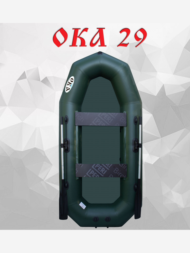 Надувная лодка пвх Ока 29 (290 см) гребная под мотор, цвет зеленый, двухместная