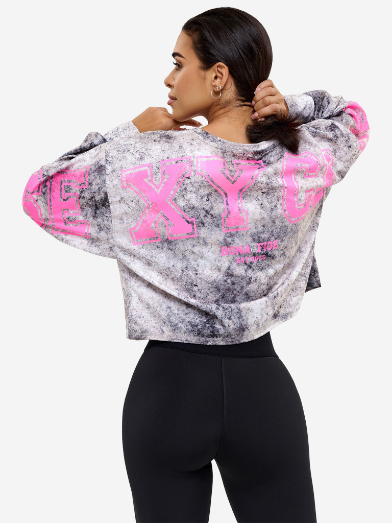 Толстовка укороченная Bona Fide Oversize Crop Longsleeve "Sexy Club"