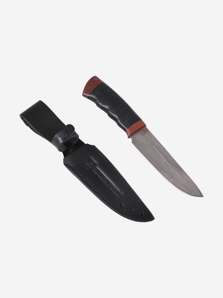 Нож Златоустовский оружейный завод Пума (нержавеющая дамасская сталь, кожа/текст.) нож для туризма