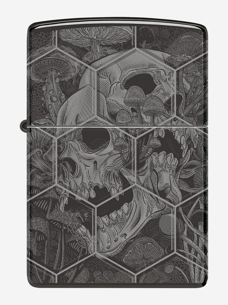 Зажигалка бензиновая ветроустойчивая Zippo Mushroom Skulls High Polish Black
