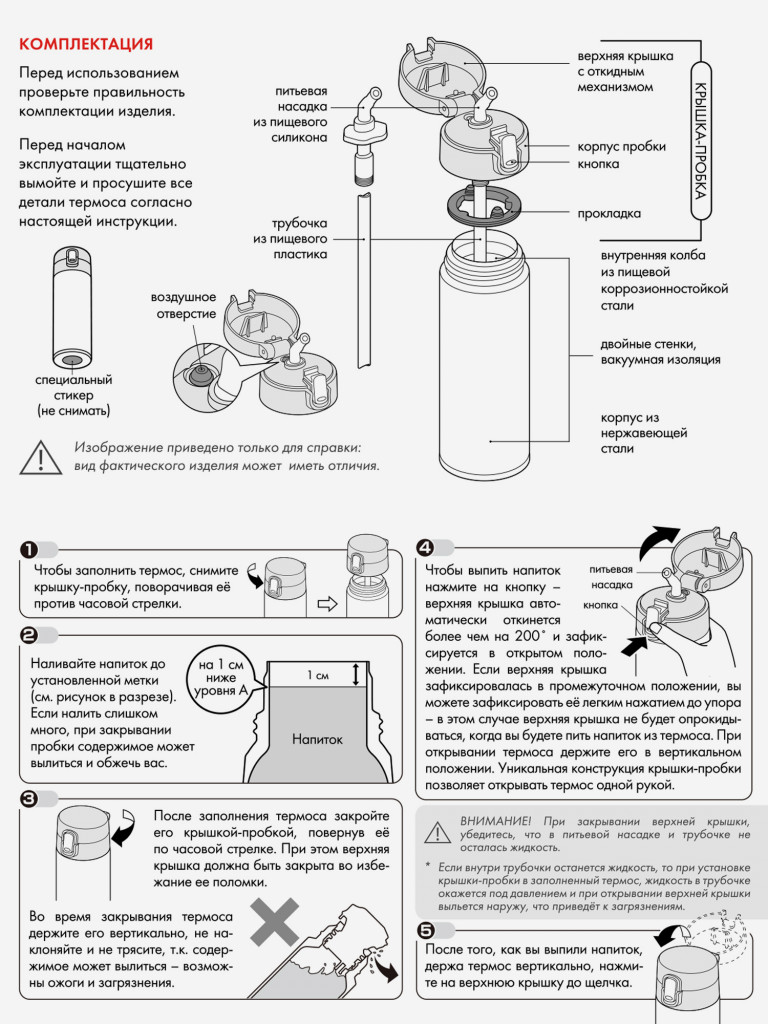 Термокружка с трубочкой 450 мл THERMOS FJM-450 кор