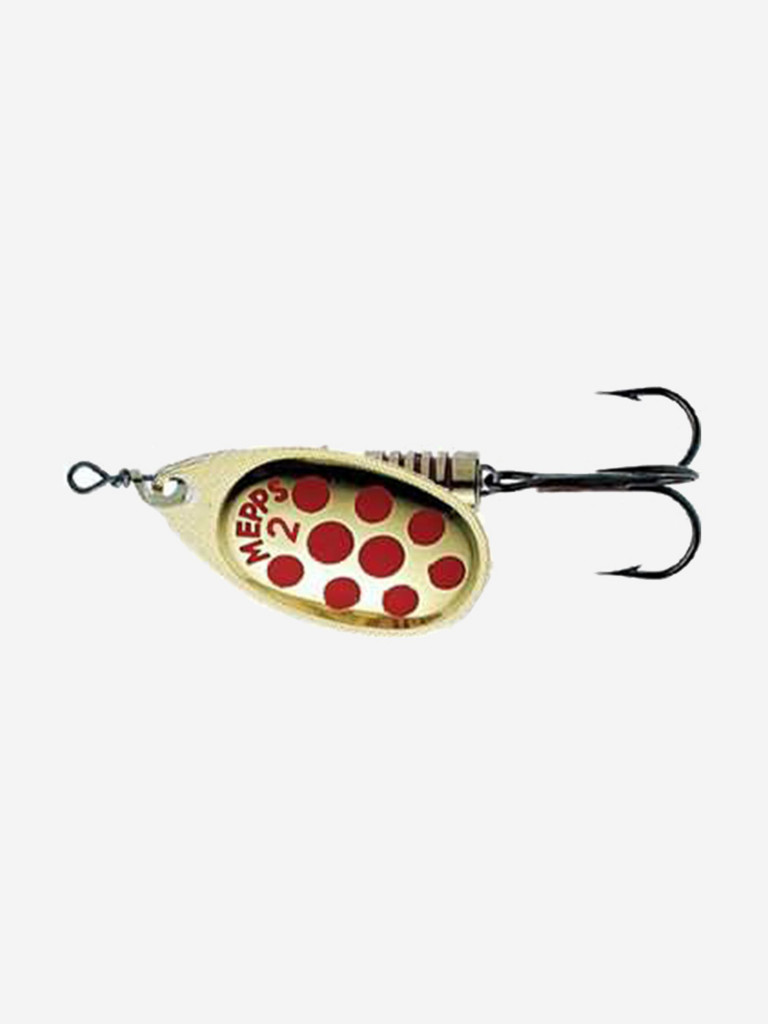 Блесна для рыбалки вертушка Mepps AGLIA PTS, 2, Gold/Red dots, 1 штука