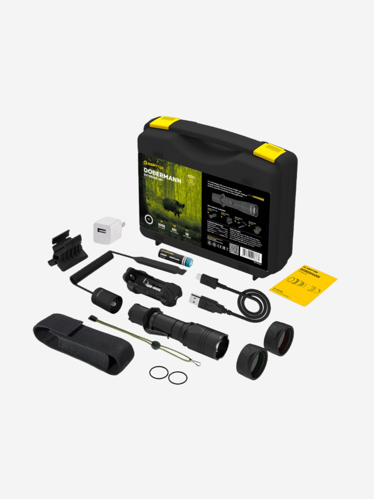 Фонарь ручной тактический Armytek Dobermann Extended Set, холодный свет