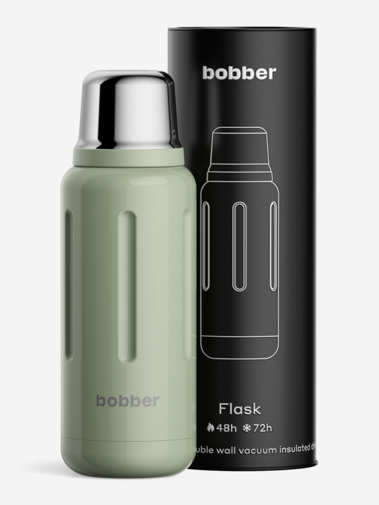 Термос вакуумный для напитков BOBBER Flask 1 литр, тепло до 48 часов, зеленый