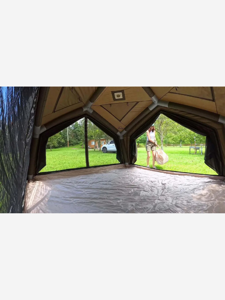 Надувная палатка Coody HUB Army Green, 360×360×275 см, 4–6 человек, 4 входа, модульная система