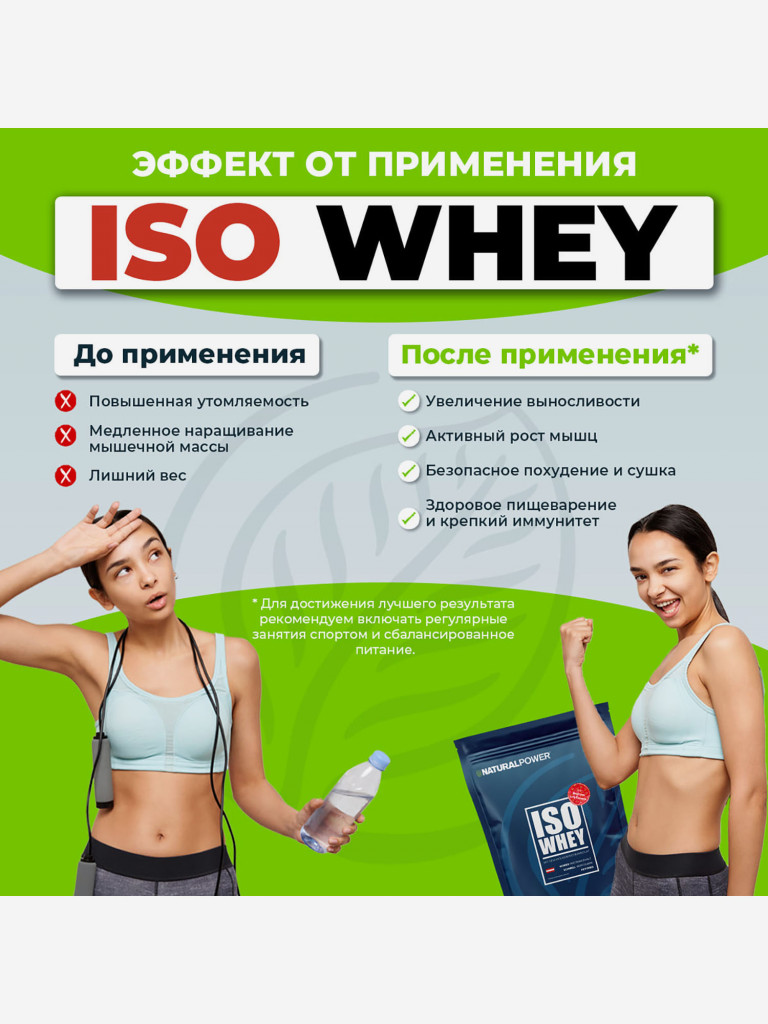 Изолят протеина Natural power 500 гр Клубника, Австрия