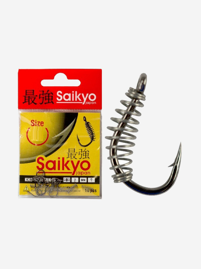 Крючки для рыбалки одинарные Saikyo с пружиной KHS-10085 ( 1 упк. по 10шт.)