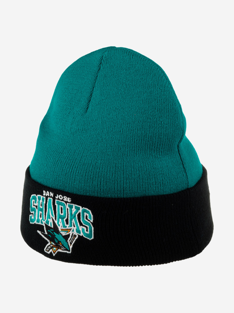 Шапка с отворотом MITCHELL NESS EU349-ARCHED-TEAL San Jose Sharks NHL (голубой)
