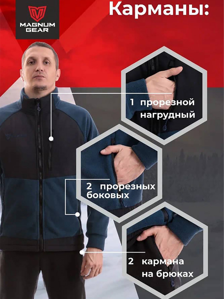Костюм флисовый MAGNUM GEAR POLAR синий/черный