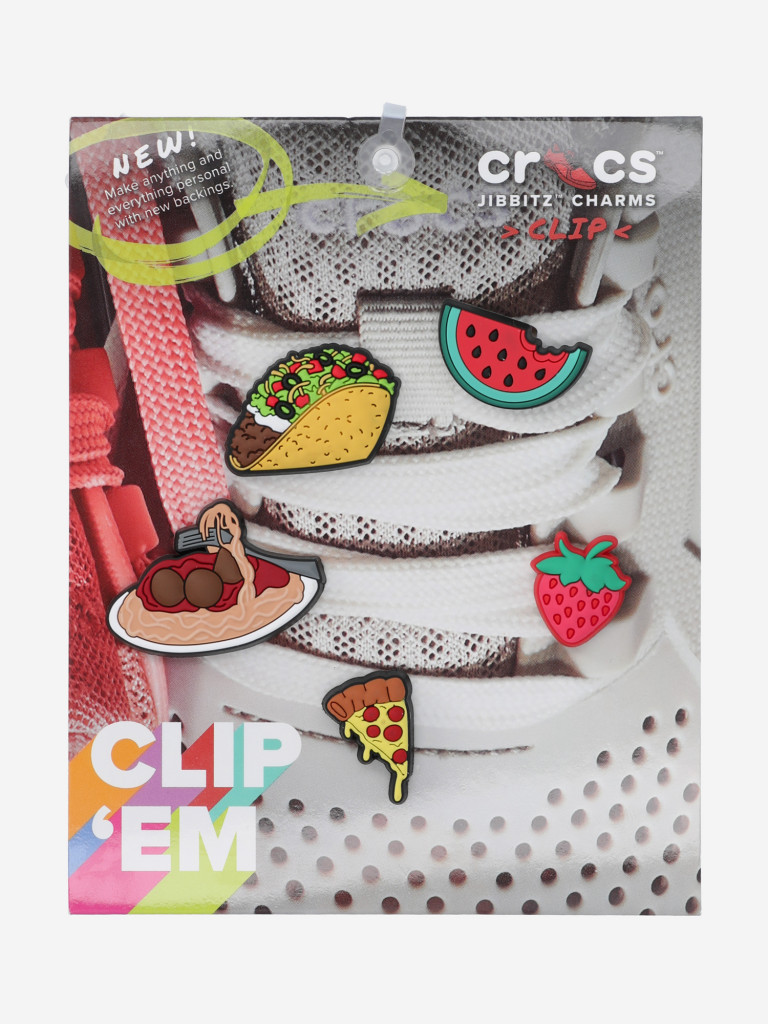 Украшение для обуви Crocs All The Food Lace Backer 5 Pack