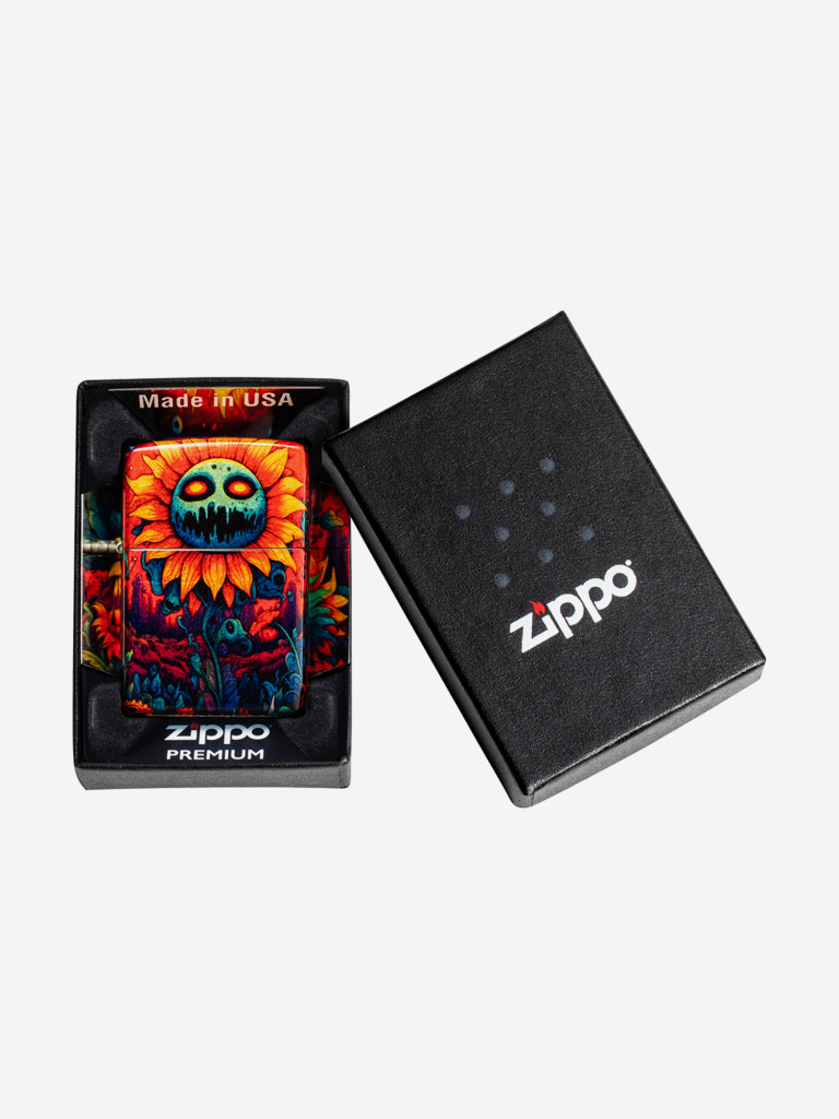 Зажигалка бензиновая ветроустойчивая Zippo Spooky Sunflower 540 Tumbled Brass