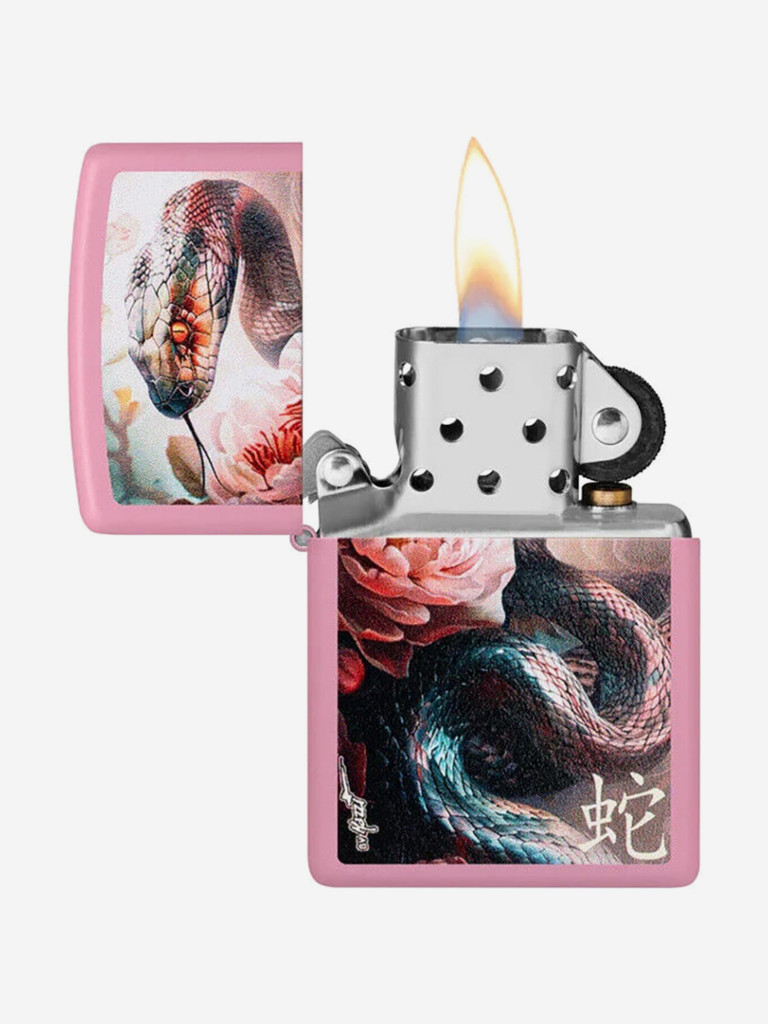 Зажигалка бензиновая ветроустойчивая Zippo Mazzi Anaconda Pink Matte