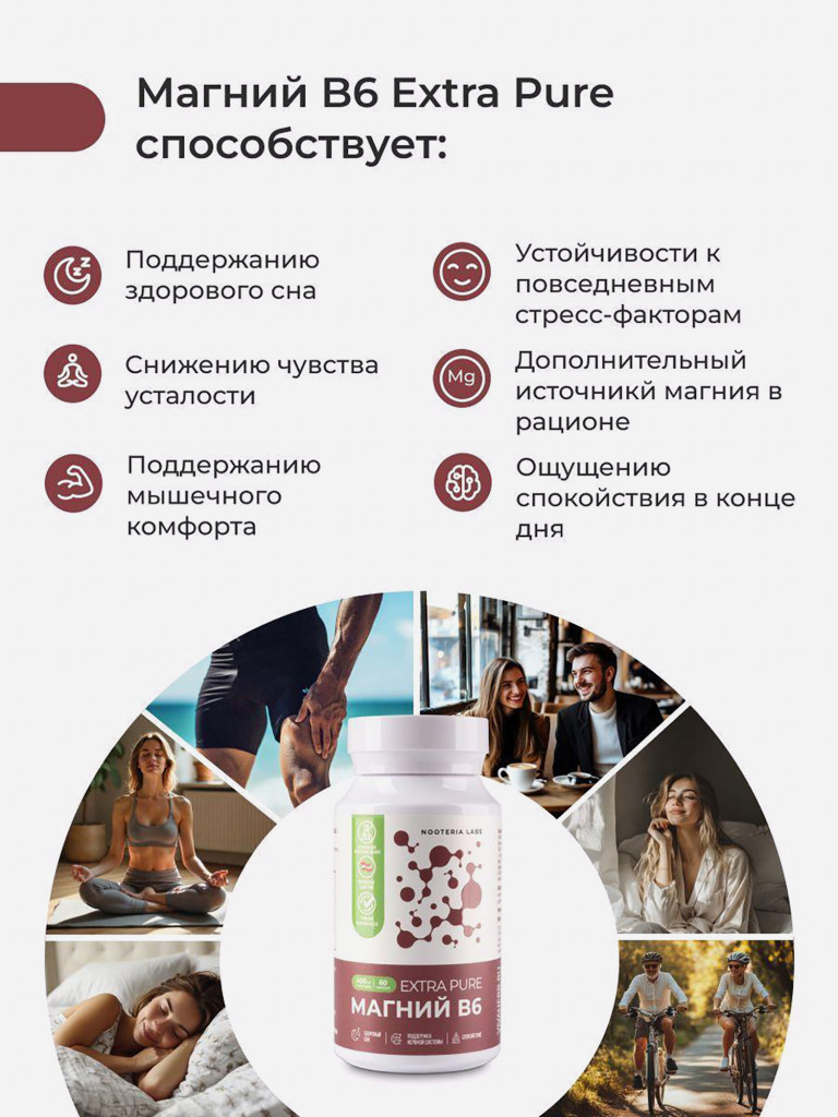 Магний B6 Extra Pure Nooteria Labs, 60 капсул