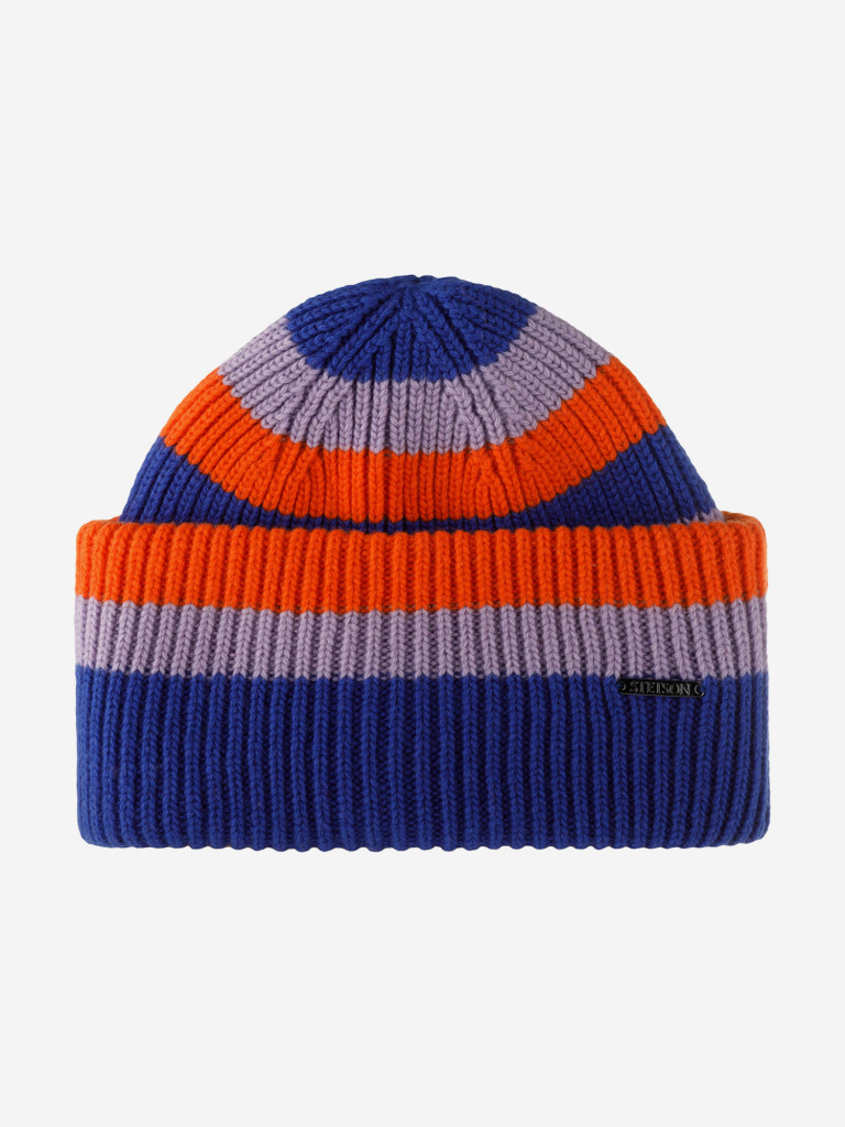 Шапка с отворотом STETSON 8599392 BEANIE STRIPES WOOL STETSON FREESTYLE (синий)