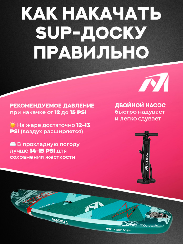 Надувная двухслойная SUP-доска MARIVA Infinity FOREST PRO, 11'6" 351*89*15 см, сапборд