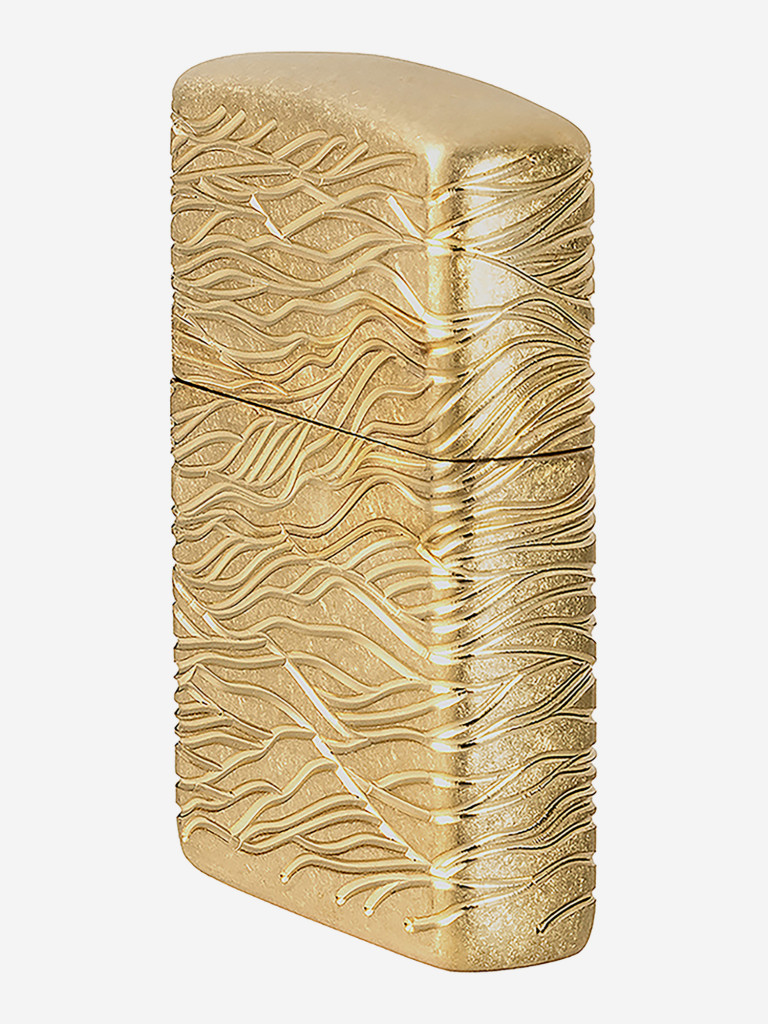 Зажигалка бензиновая ветроустойчивая Zippo Armor Luxury Waves Design Tumbled Brass
