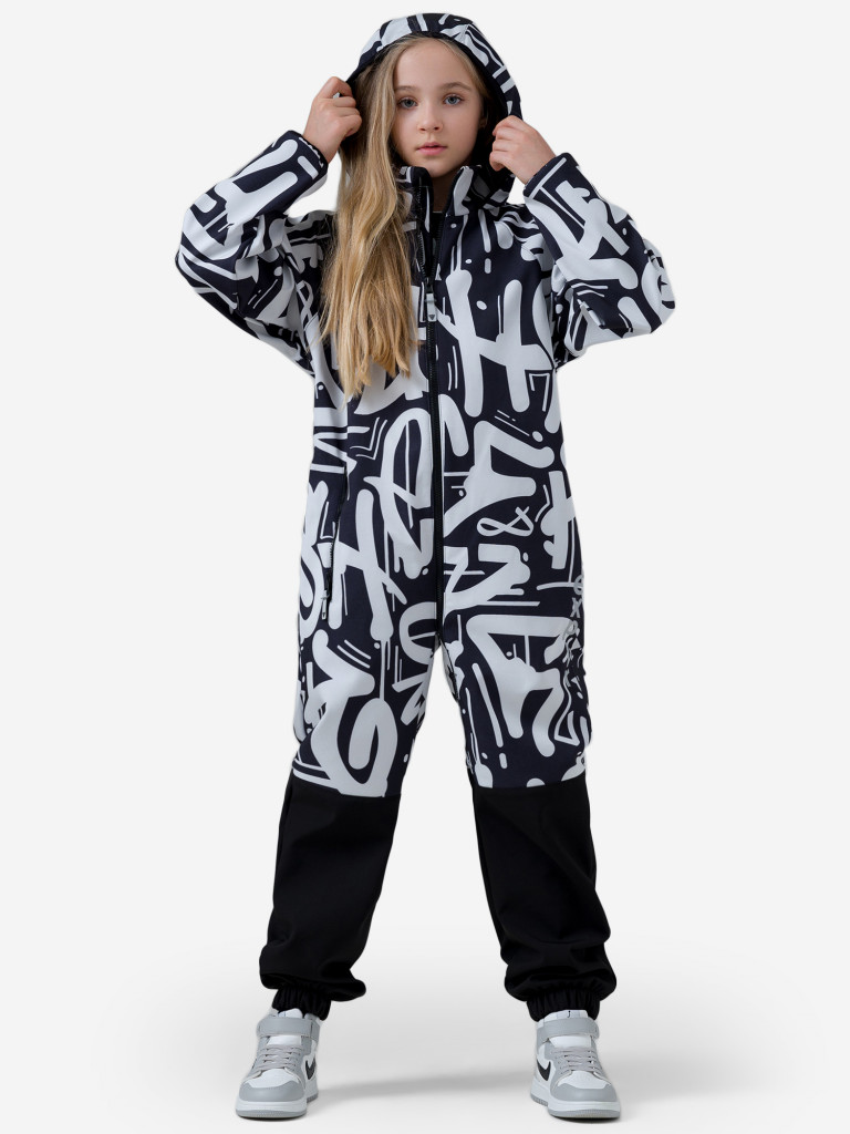 Демисезонный комбинезон для детей Sherysheff В19051ФЧ Принт SH Черно-белый