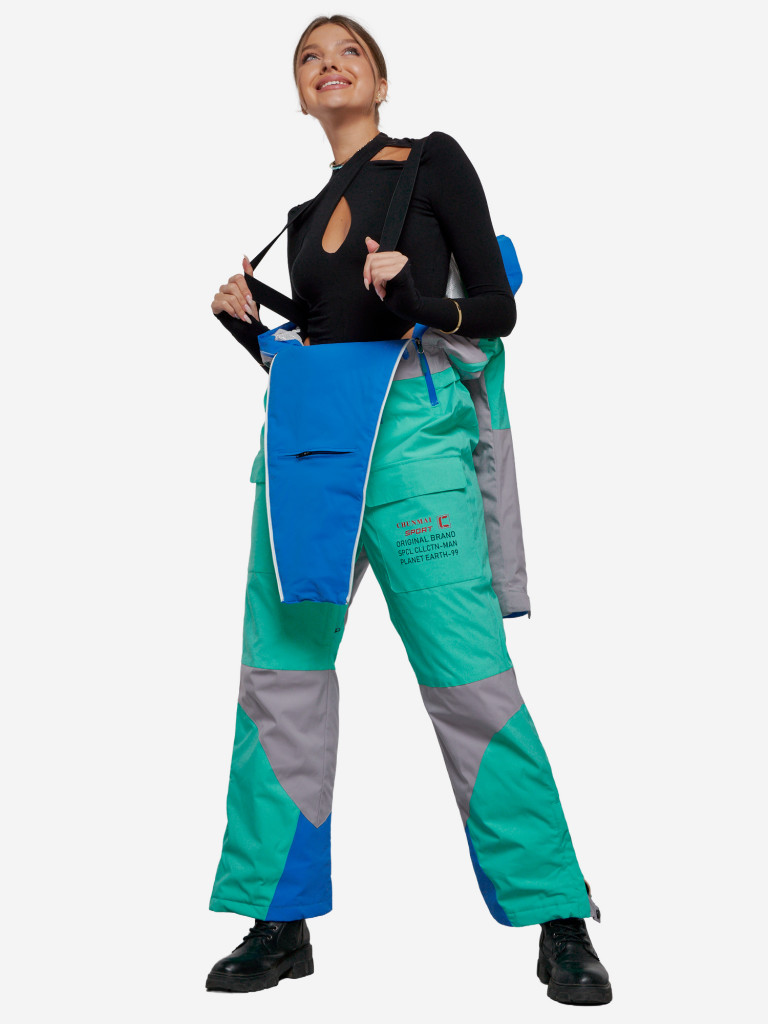 Горнолыжный комбинезон женский зимний бирюзового цвета 2320